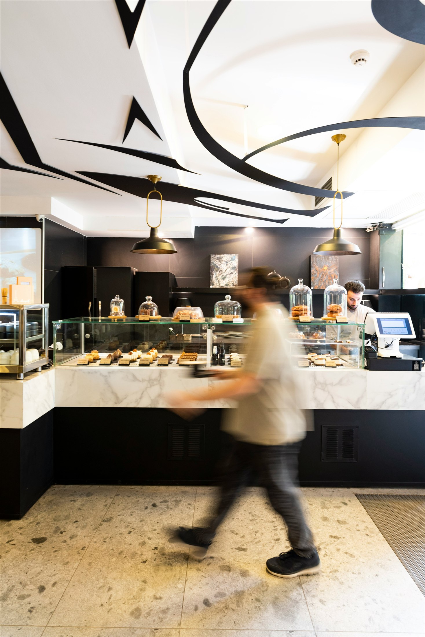 Pastry business counter in operation